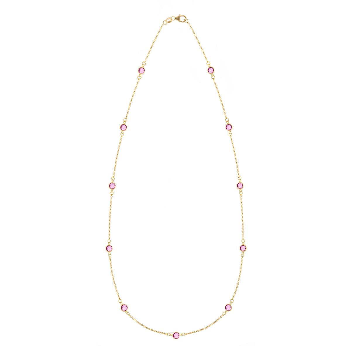 Bayberry 11 Pink Sapphire Necklace in 14k Gold (October)