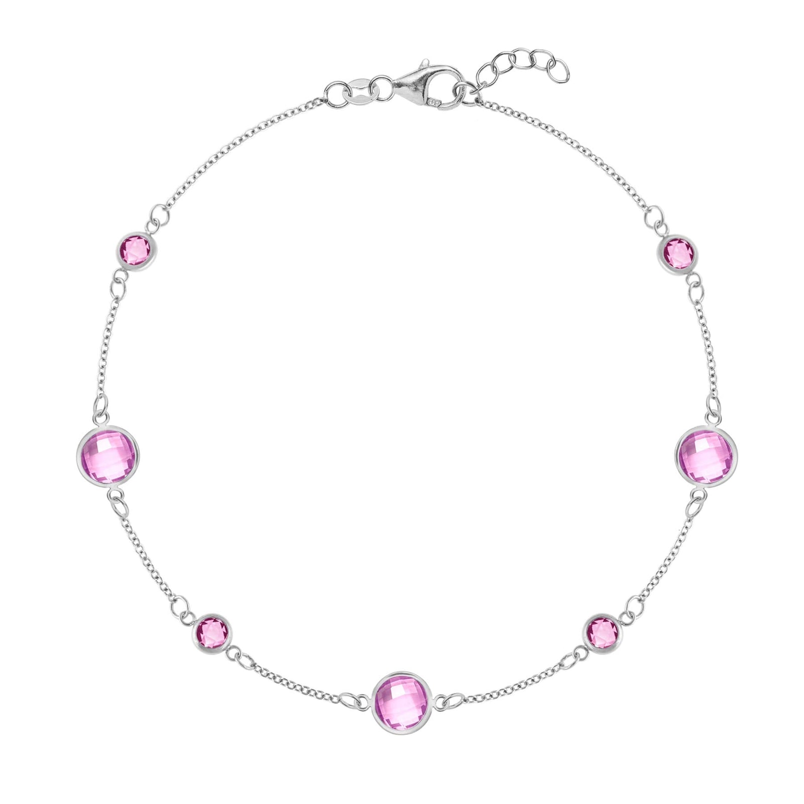 Bayberry Grand & Petite 7 Pink Sapphire Bracelet in 14k Gold (October)