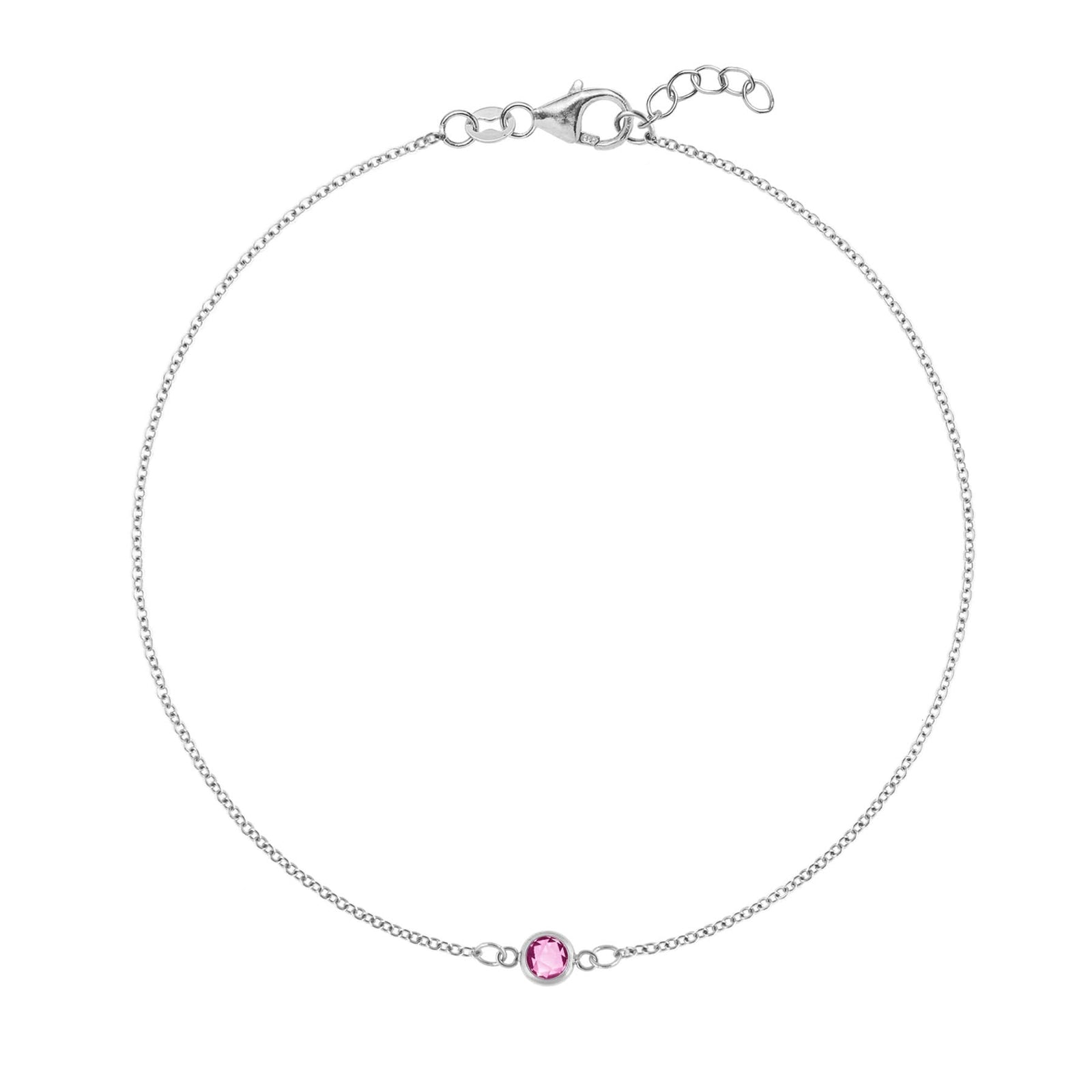 Petite 1 Pink Sapphire Bracelet in 14k Gold (October)