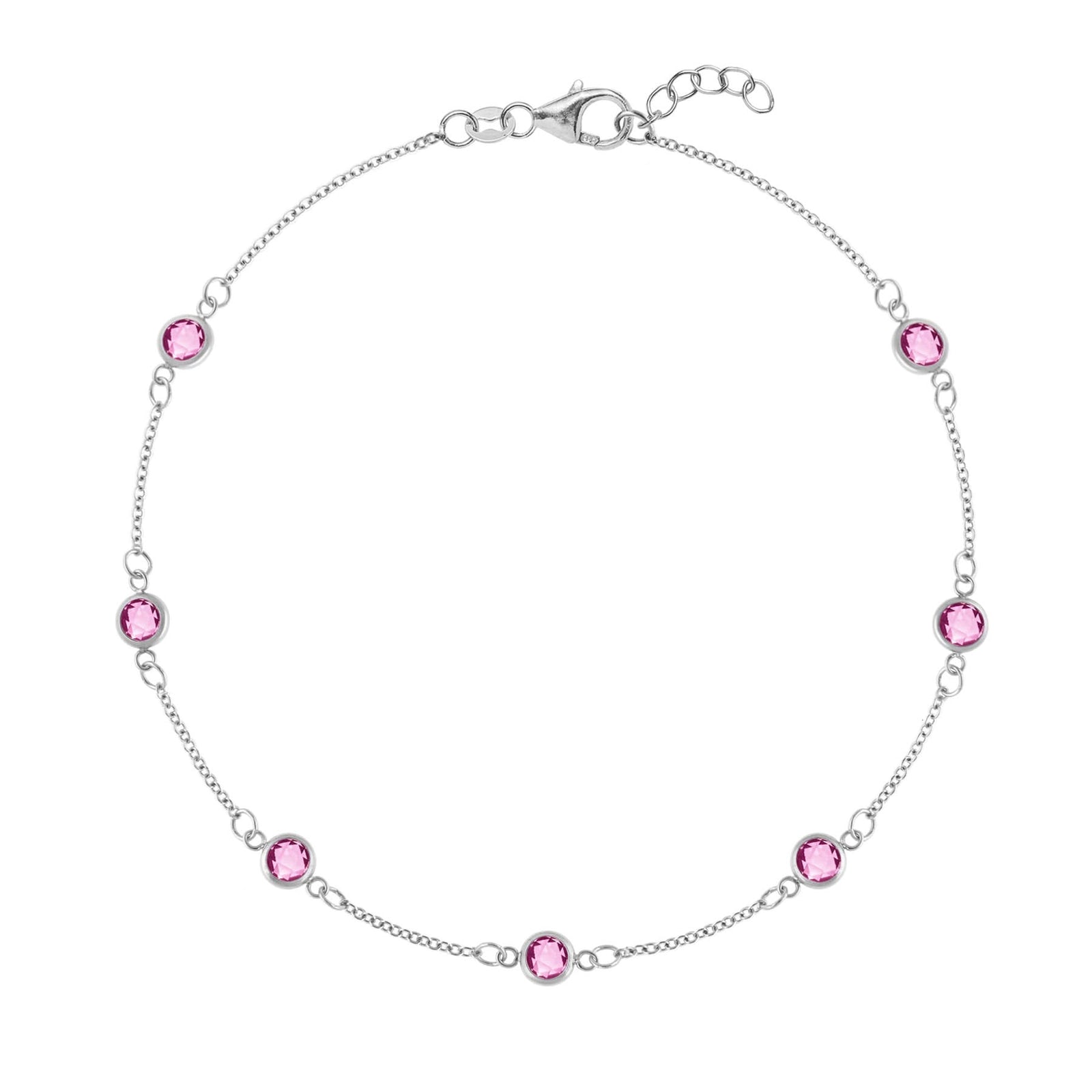 Bayberry 7 Pink Sapphire Bracelet in 14k Gold (October)
