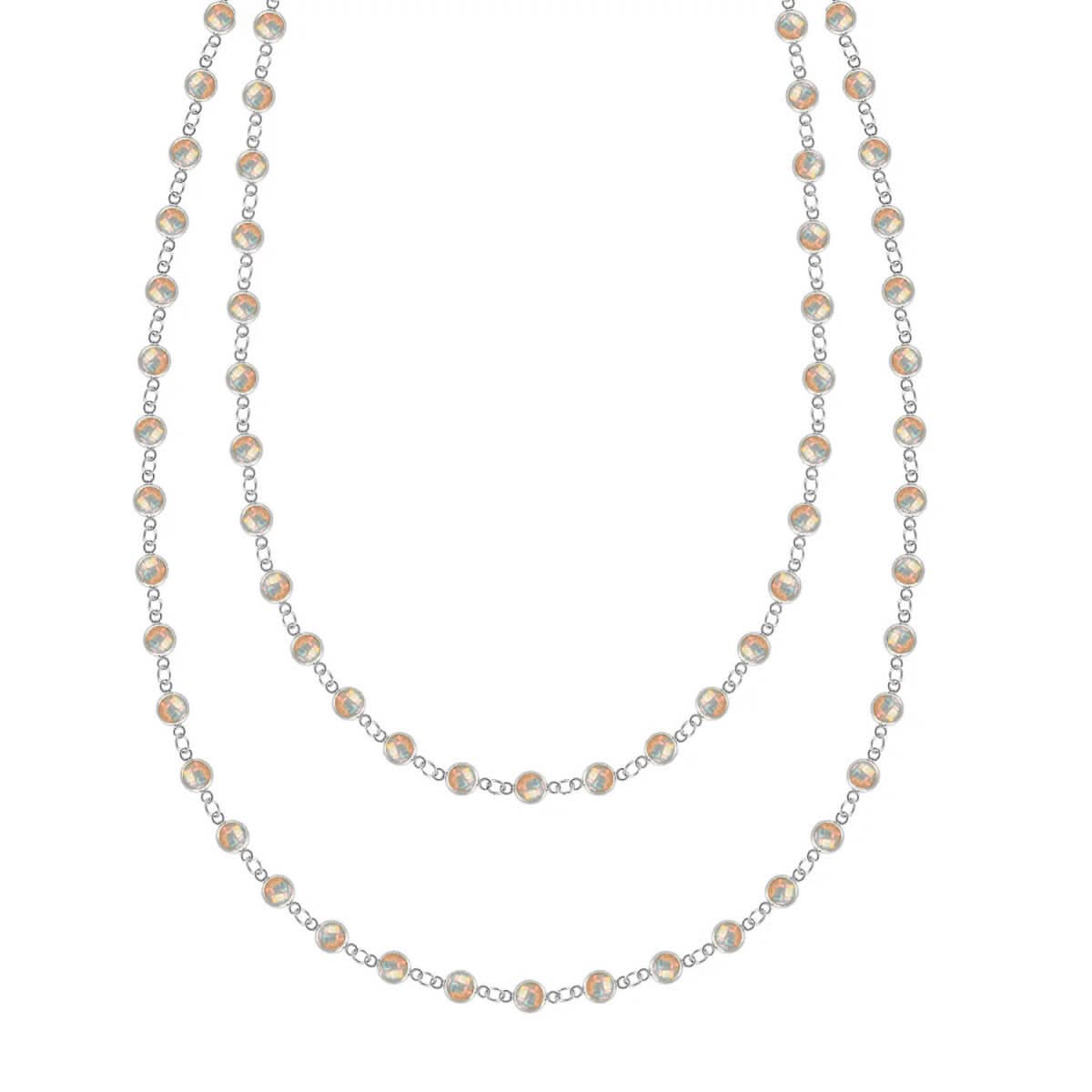 Newport Wrap necklace featuring 4 mm briolette cut Citrines bezel set in 14k white gold - front view