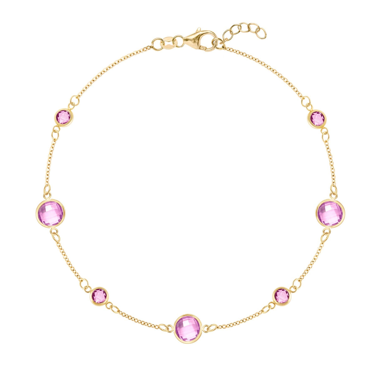Bayberry Grand & Petite 7 Pink Sapphire Bracelet in 14k Gold (October)