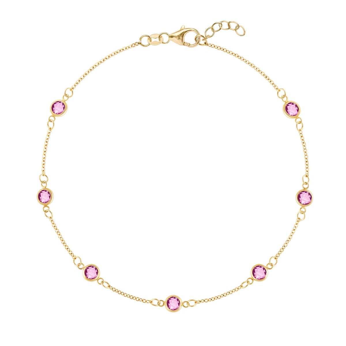 Bayberry 7 Pink Sapphire Bracelet in 14k Gold (October)