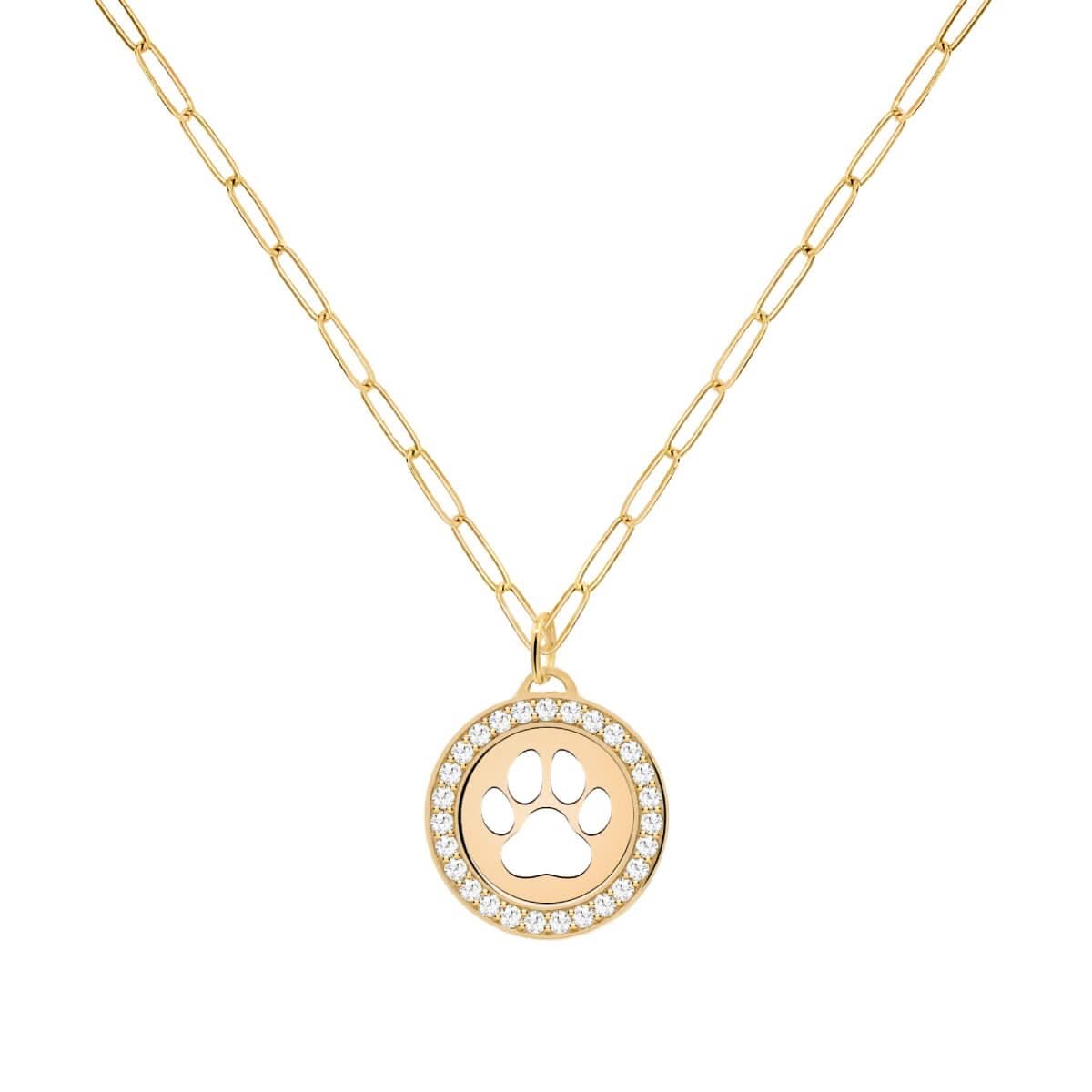 Paw & Diamond Pendant in 14k Gold (April)