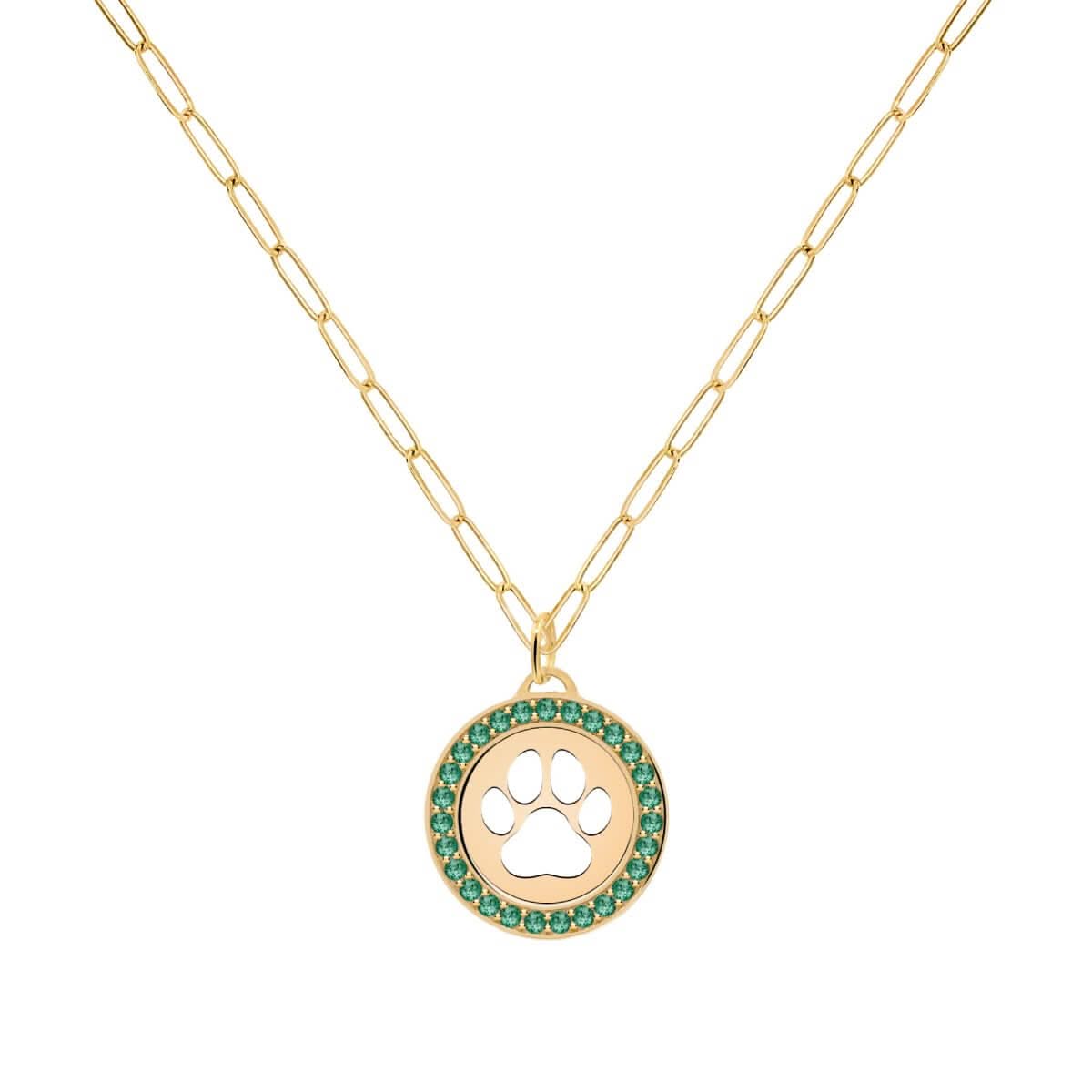 Paw & Emerald Pendant in 14k Gold (May)