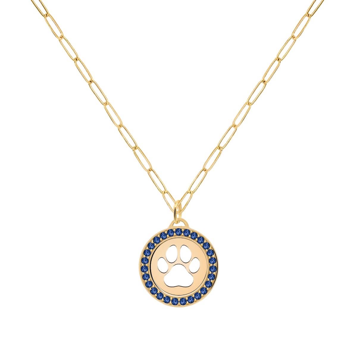 Paw & Birthstone Pendant in 14k Gold