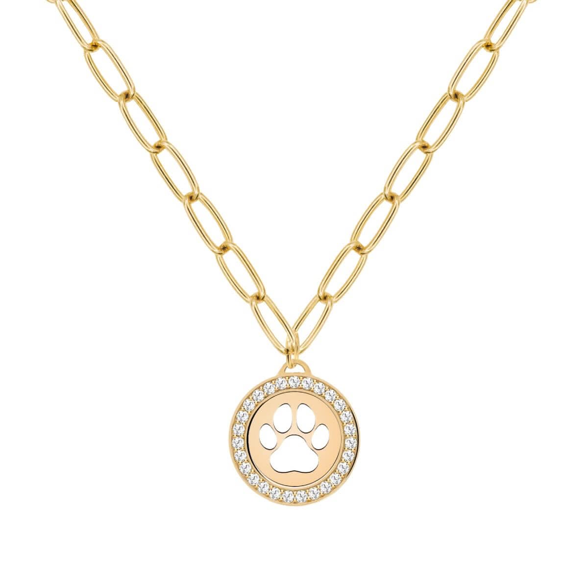 Paw & White Topaz Pendant in 14k Gold (April)