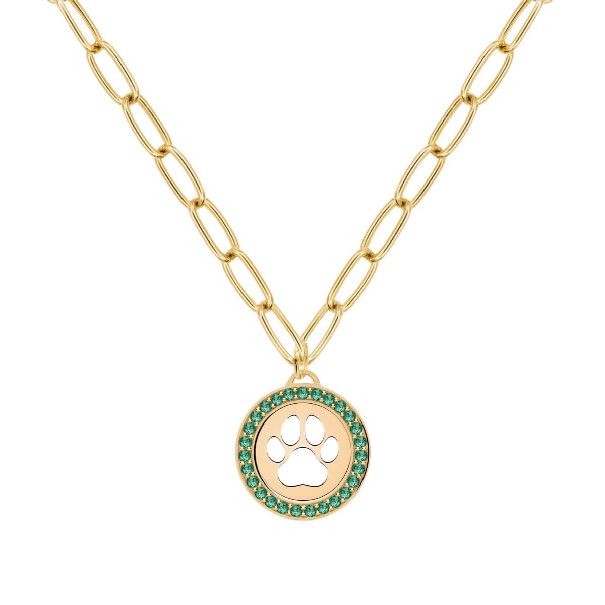 Paw & Emerald Pendant in 14k Gold (May)