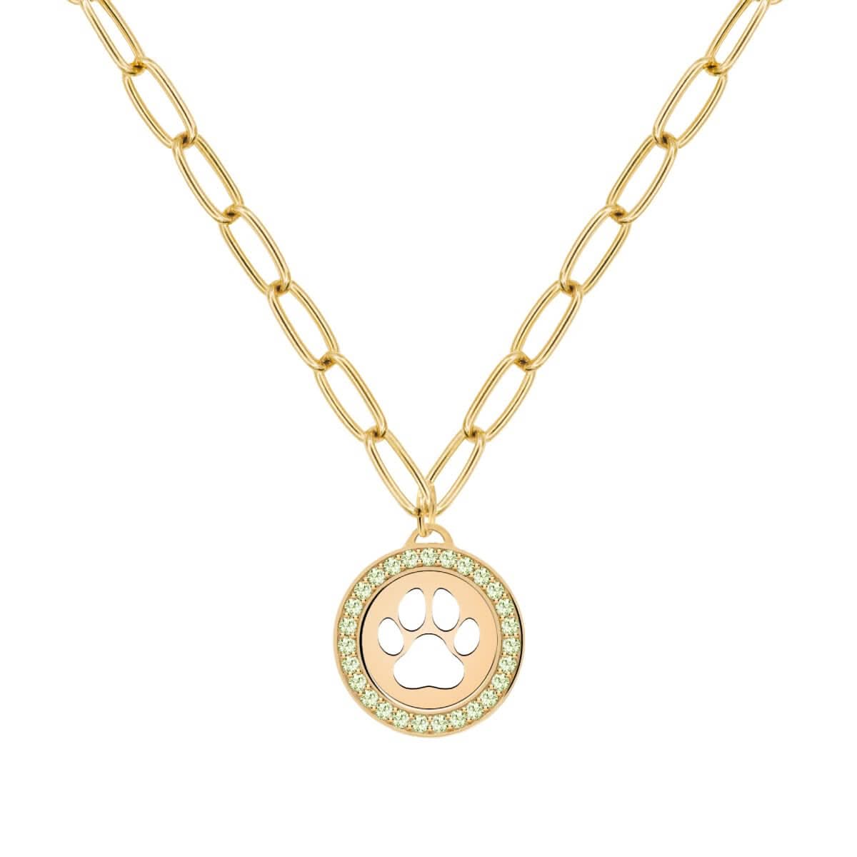 Paw & Peridot Pendant in 14k Gold (August)