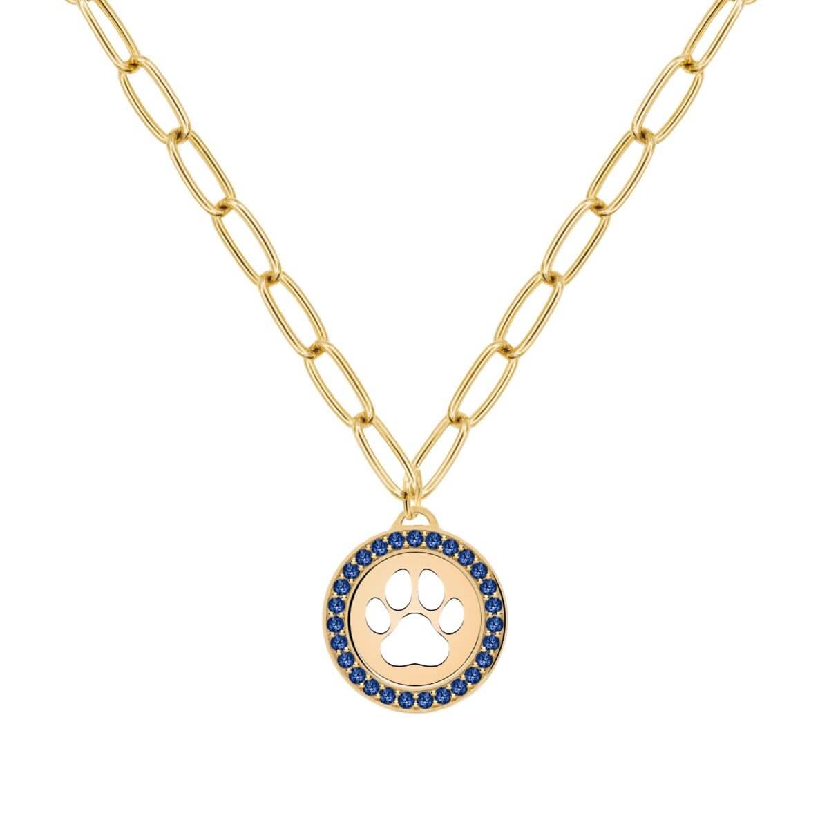 Paw & Sapphire Pendant in 14k Gold (September)