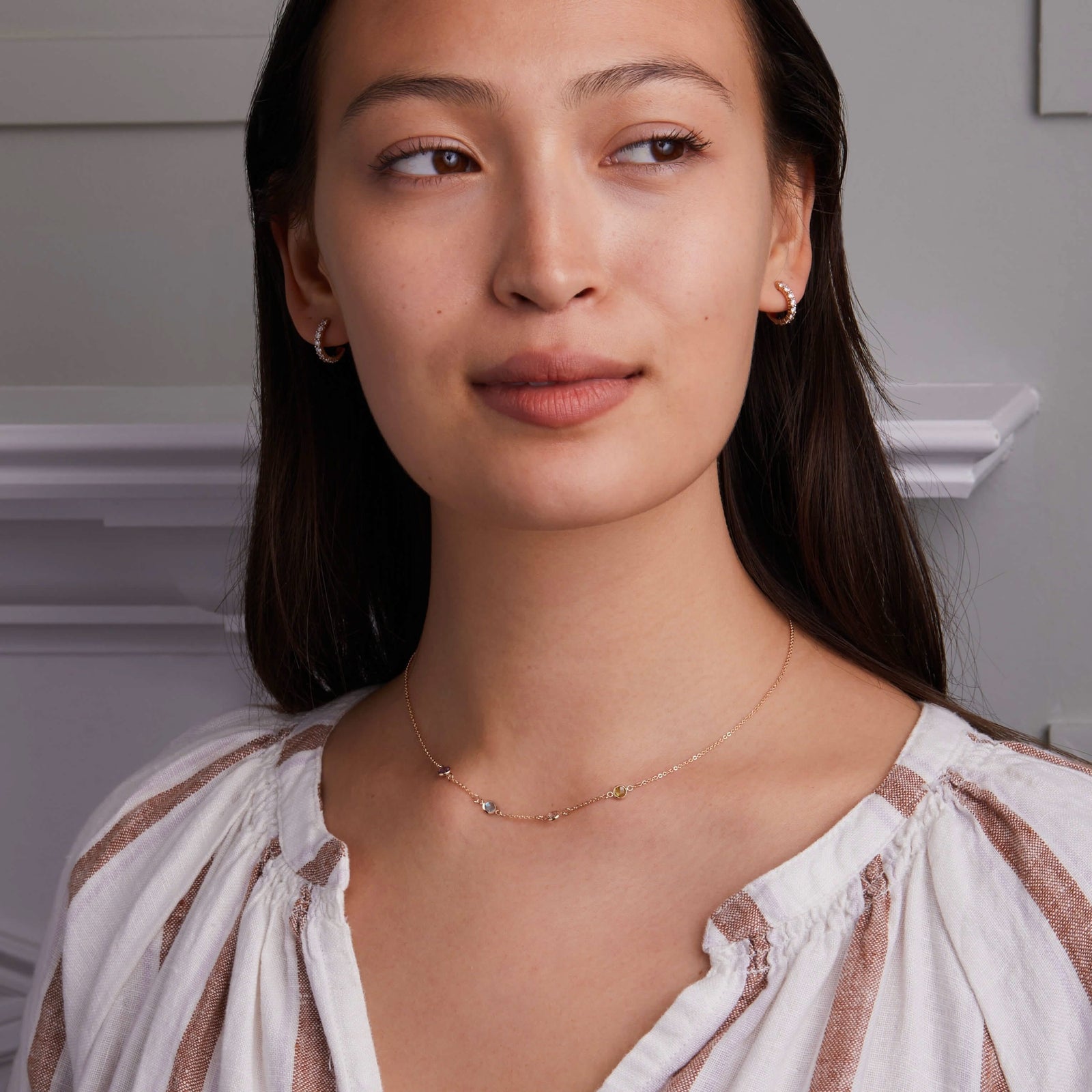 Petite 4 Birthstone Necklace in 14k Gold