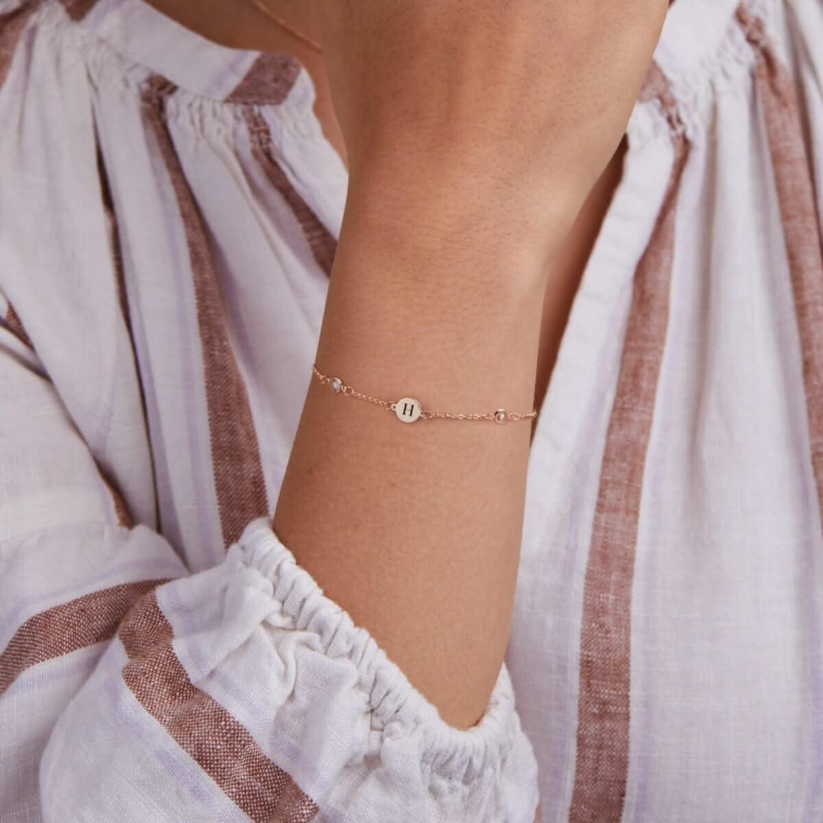 1 Letter & 4 Petite Birthstone Bracelet in 14k Gold