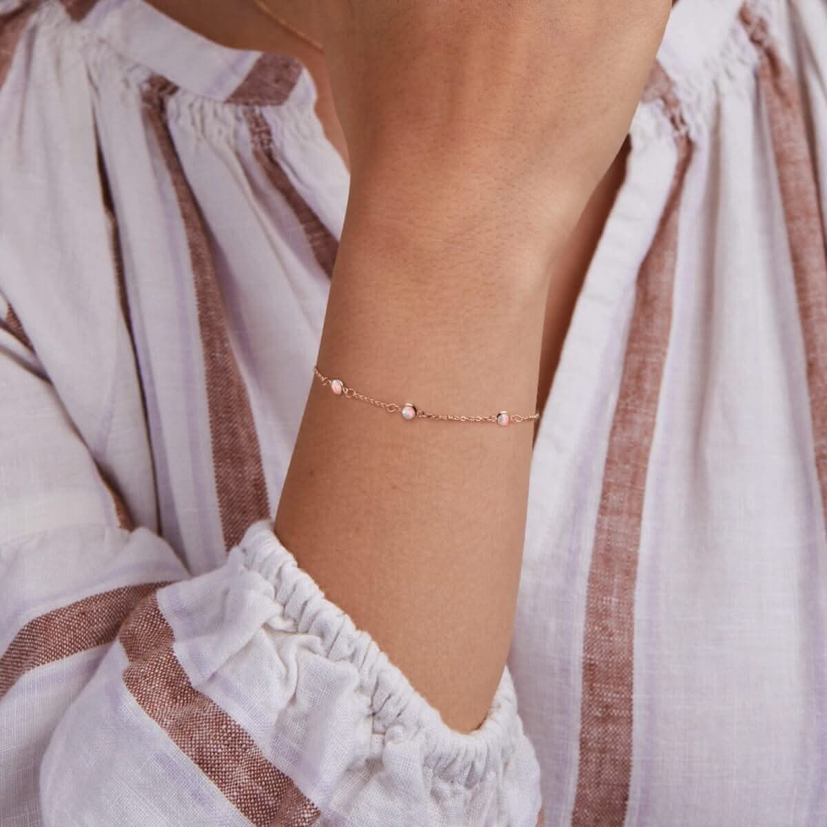 Bayberry 3 Opal Bracelet in 14k Gold (October)