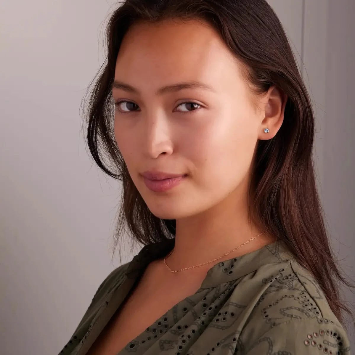 Petite Nantucket Blue Topaz Stud Earrings in 14k Gold (December)