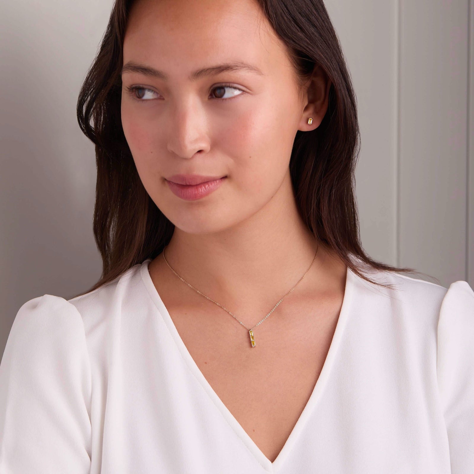 Providence 3 Citrine Pendant in 14k Gold (November)