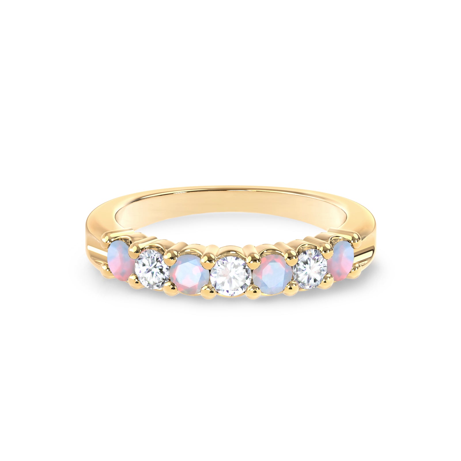 Rosecliff Luxe Diamond & Opal Stackable Ring in 14k Gold (October)