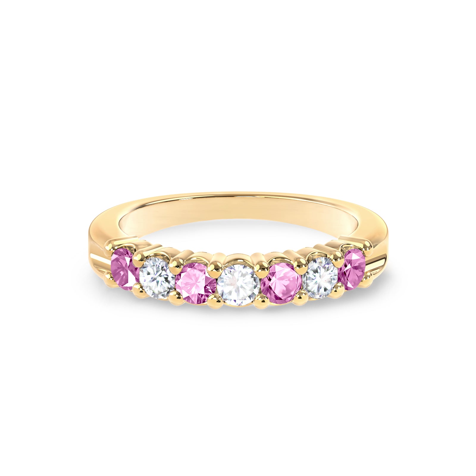 Rosecliff Luxe Diamond & Pink Sapphire Stackable Ring in 14k Gold (October)