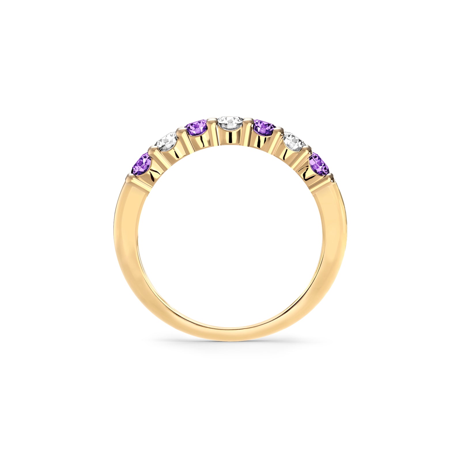 Rosecliff Luxe Diamond & Amethyst Stackable Ring in 14k Gold (February)