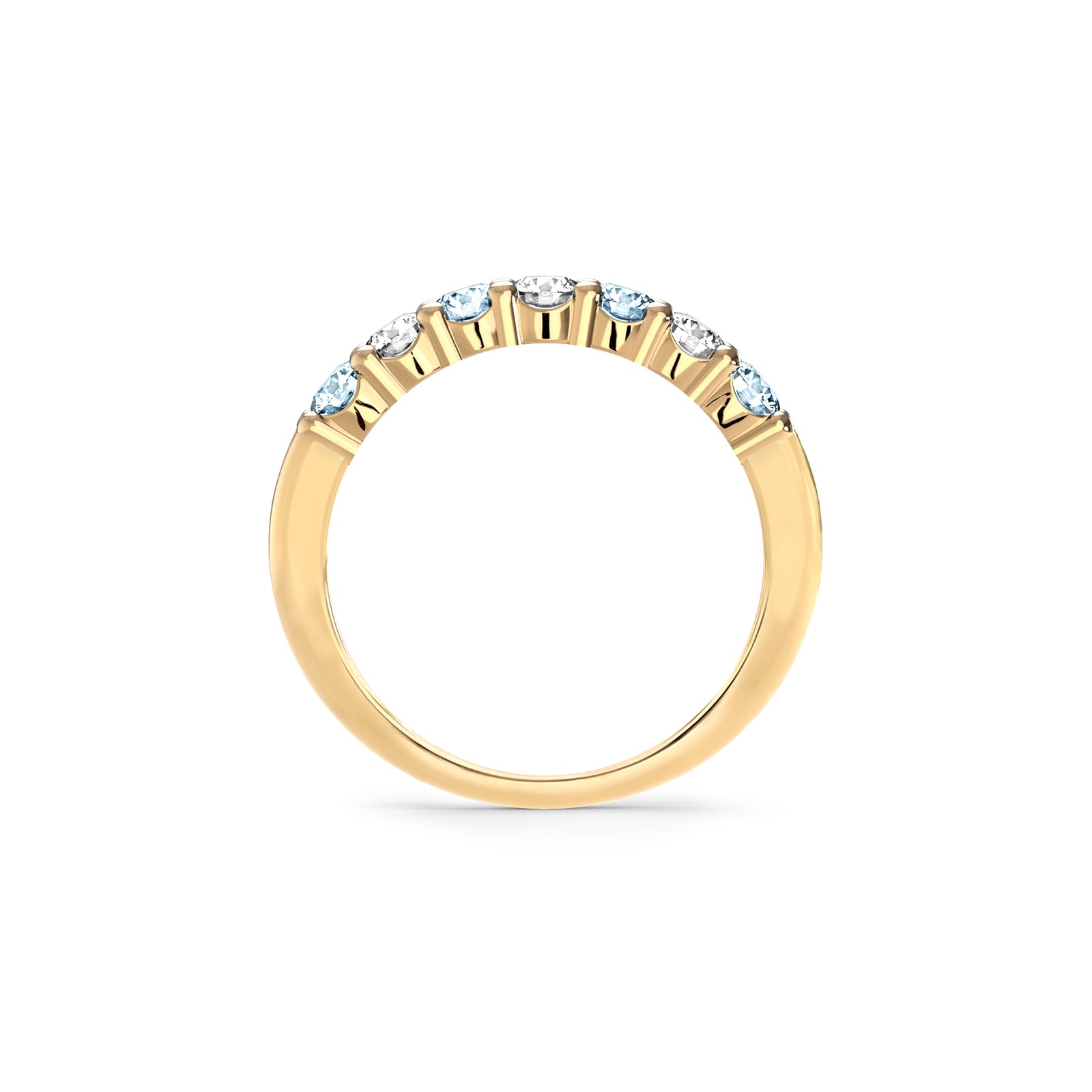 Rosecliff Luxe Diamond & Nantucket Blue Topaz Stackable Ring in 14k Gold (December)