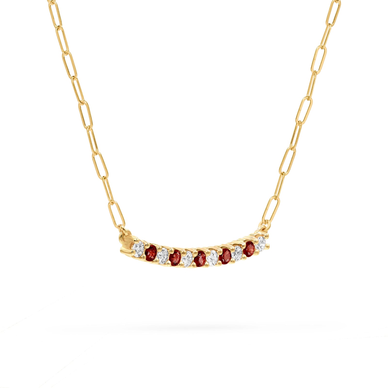 Rosecliff Diamond & Garnet Bar Adelaide Mini Necklace in 14k Gold (January)