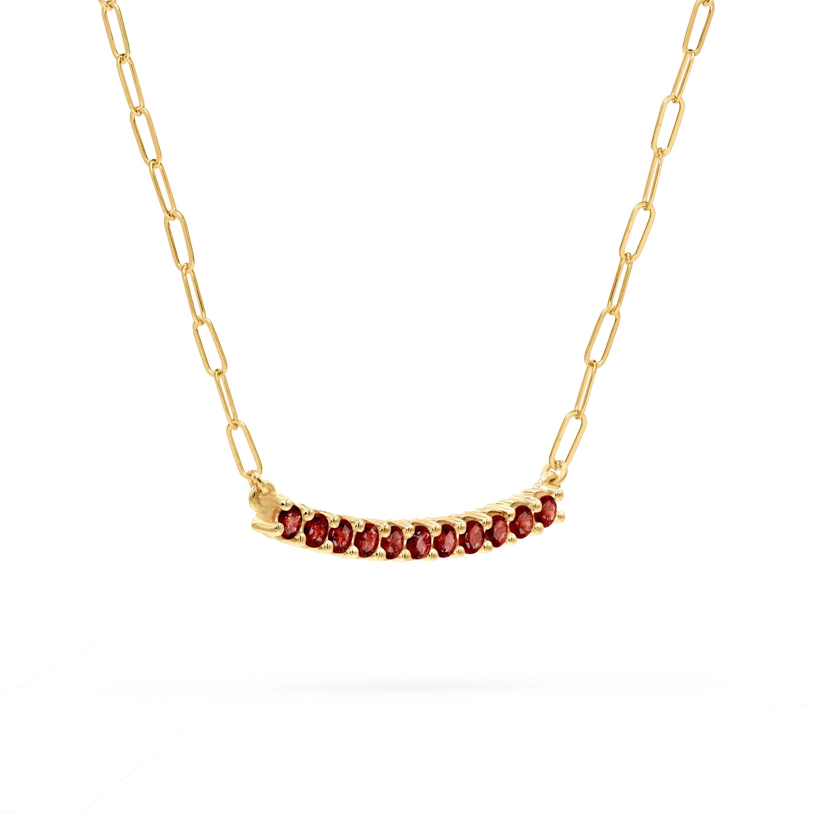 Rosecliff Garnet Bar Adelaide Mini Necklace in 14k Gold (January)