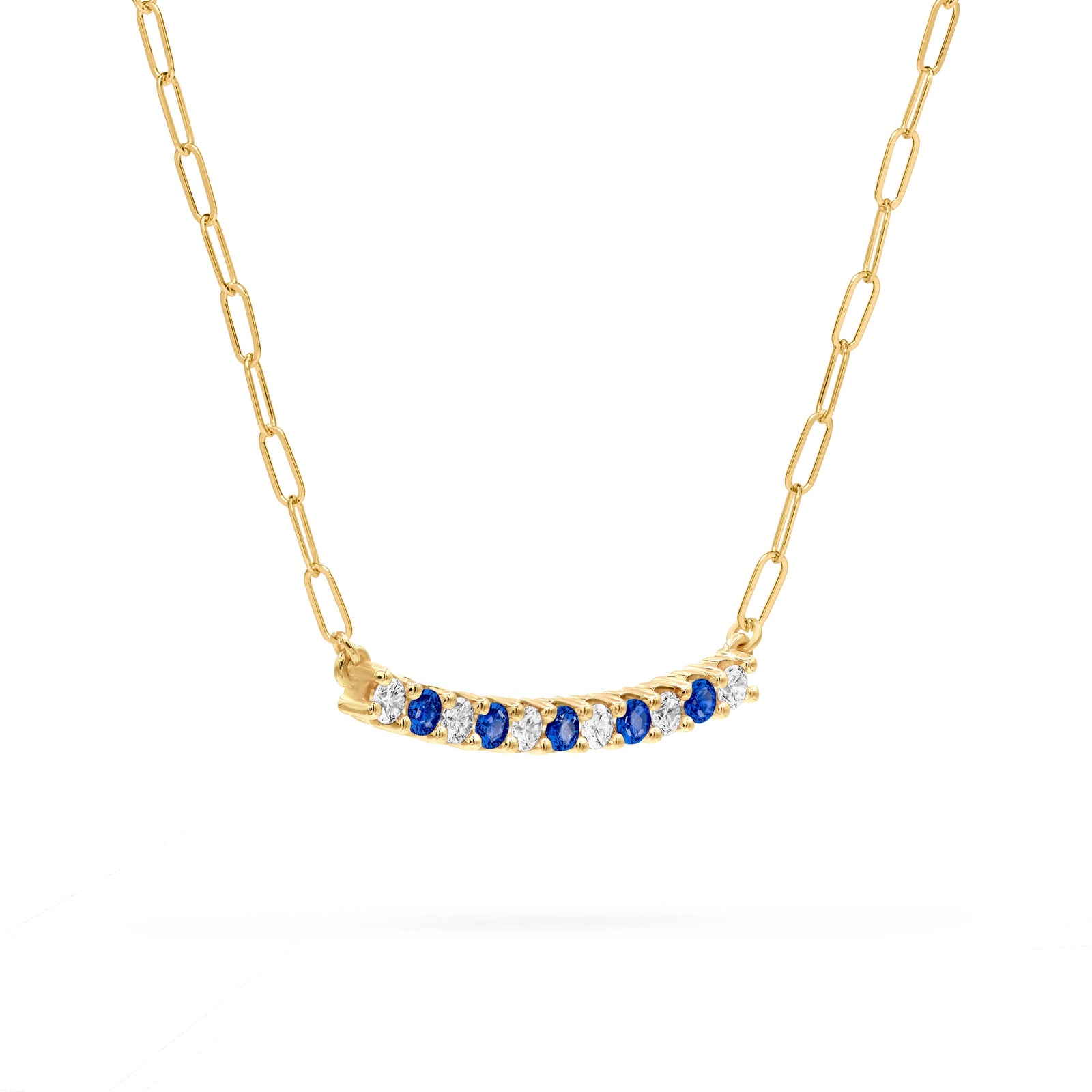 Rosecliff Diamond & Sapphire Bar Adelaide Mini Necklace in 14k Gold (September)