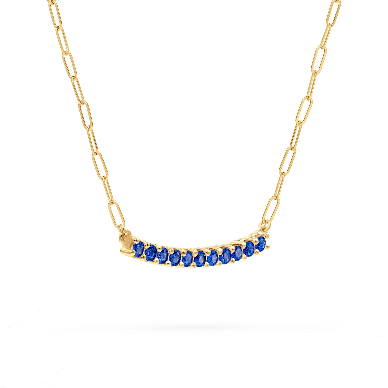 Rosecliff Sapphire Bar Adelaide Mini Necklace in 14k Gold (September)