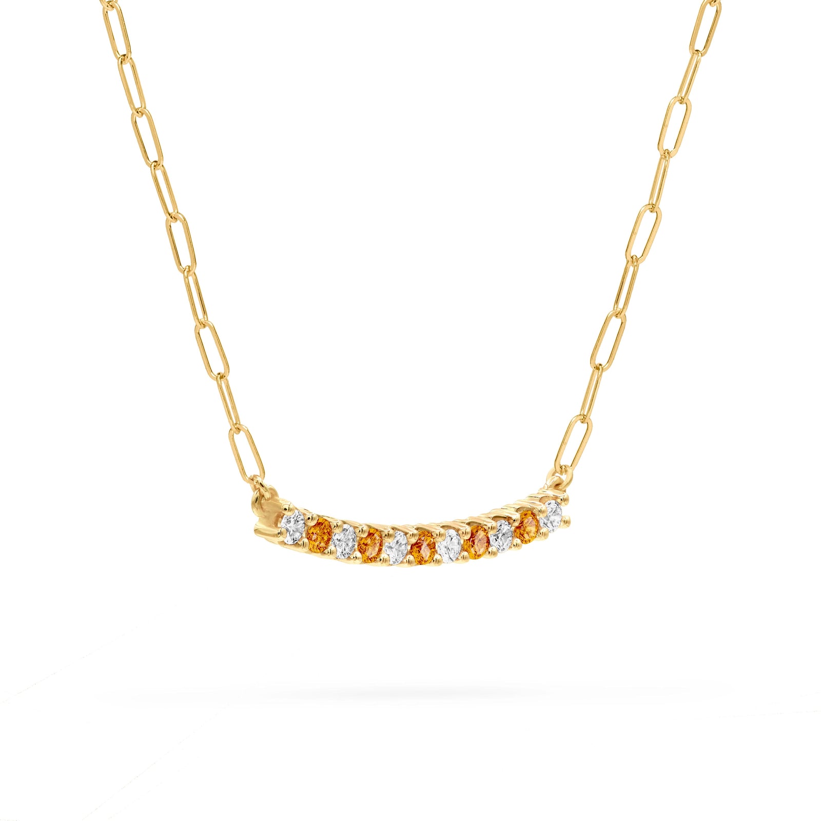 Rosecliff Diamond & Citrine Bar Adelaide Mini Necklace in 14k Gold (November)