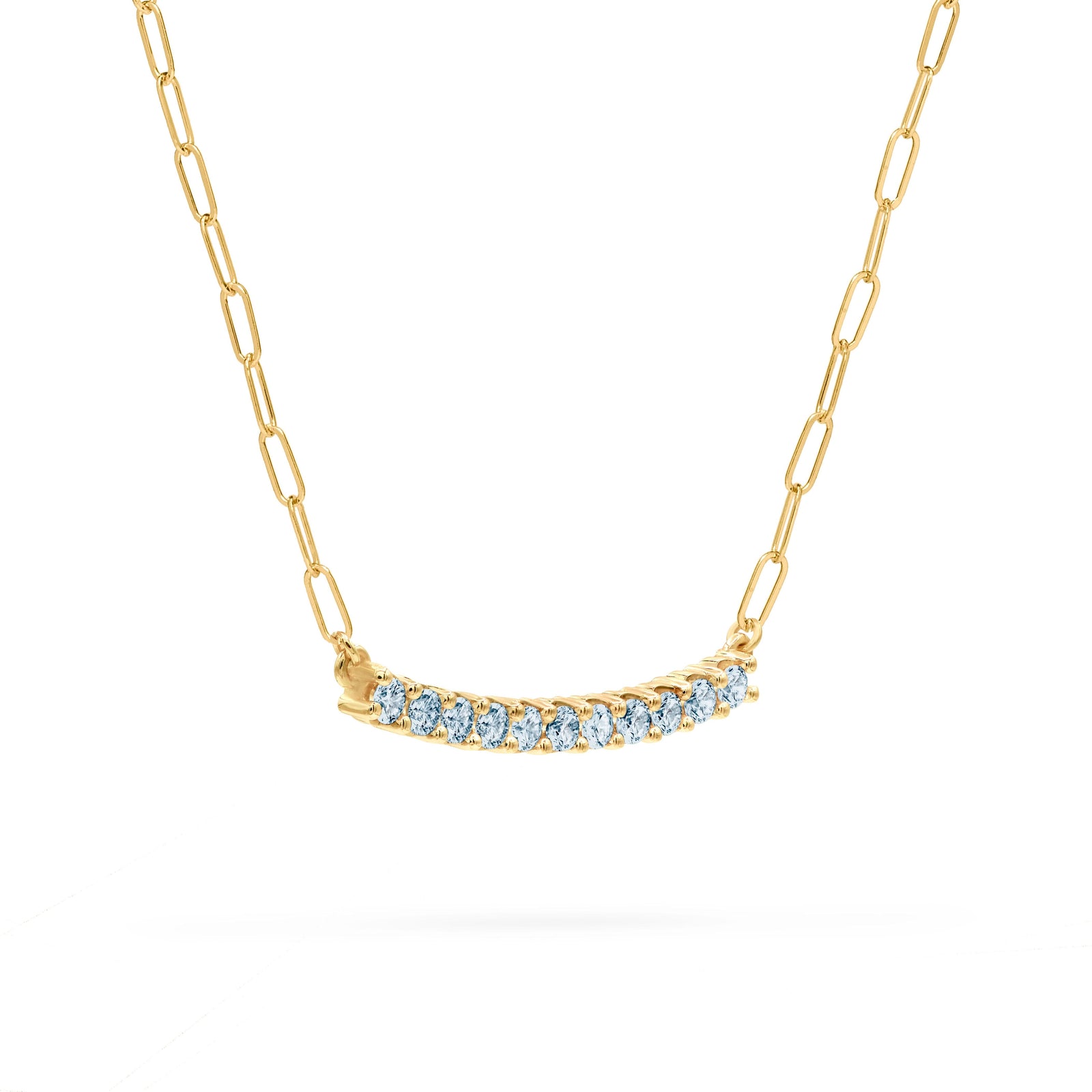 Rosecliff Nantucket Blue Topaz Bar Adelaide Mini Necklace in 14k Gold (December)