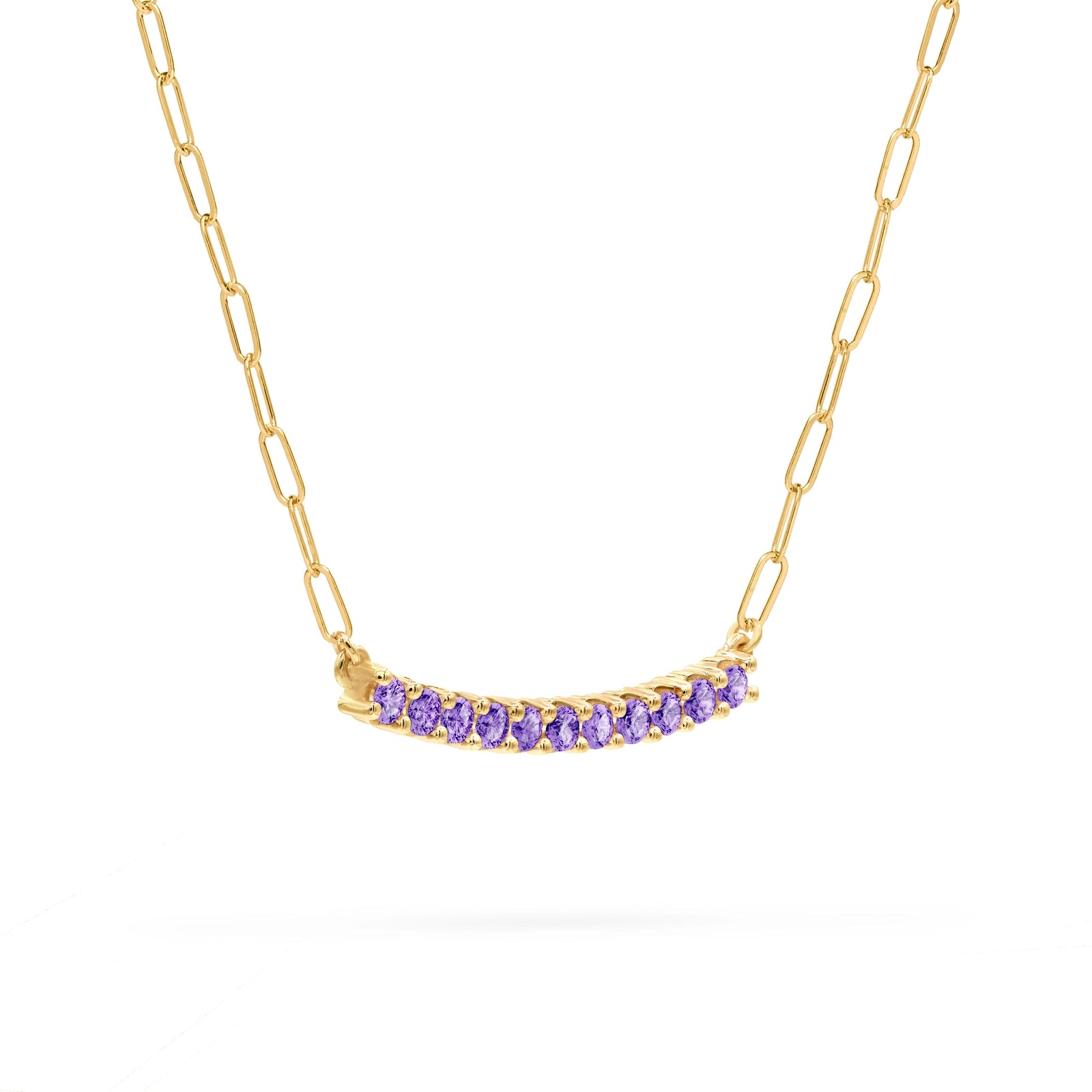 Rosecliff Amethyst Bar Adelaide Mini Necklace in 14k Gold (February)