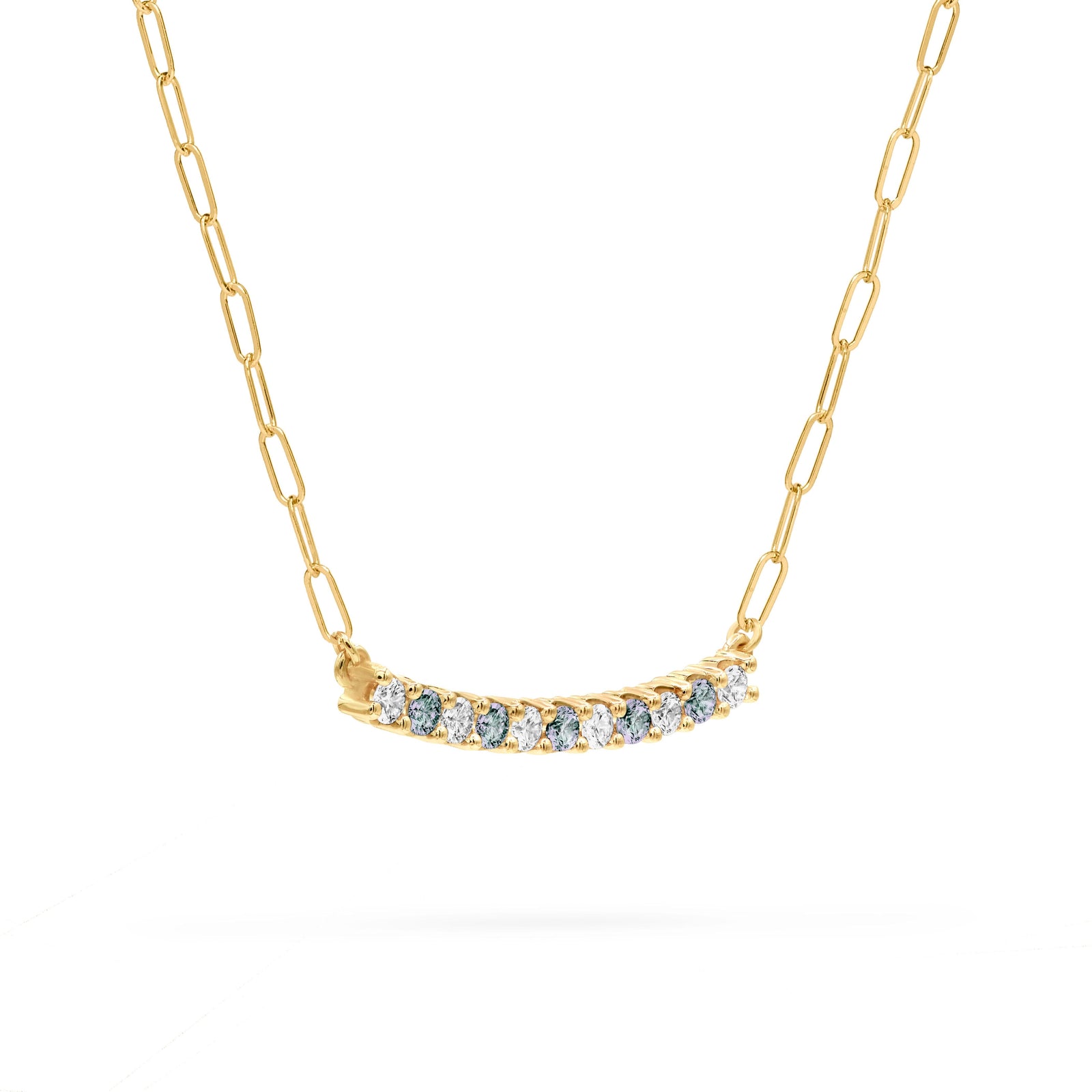 Rosecliff Diamond & Alexandrite Bar Adelaide Mini Necklace in 14k Gold (June)
