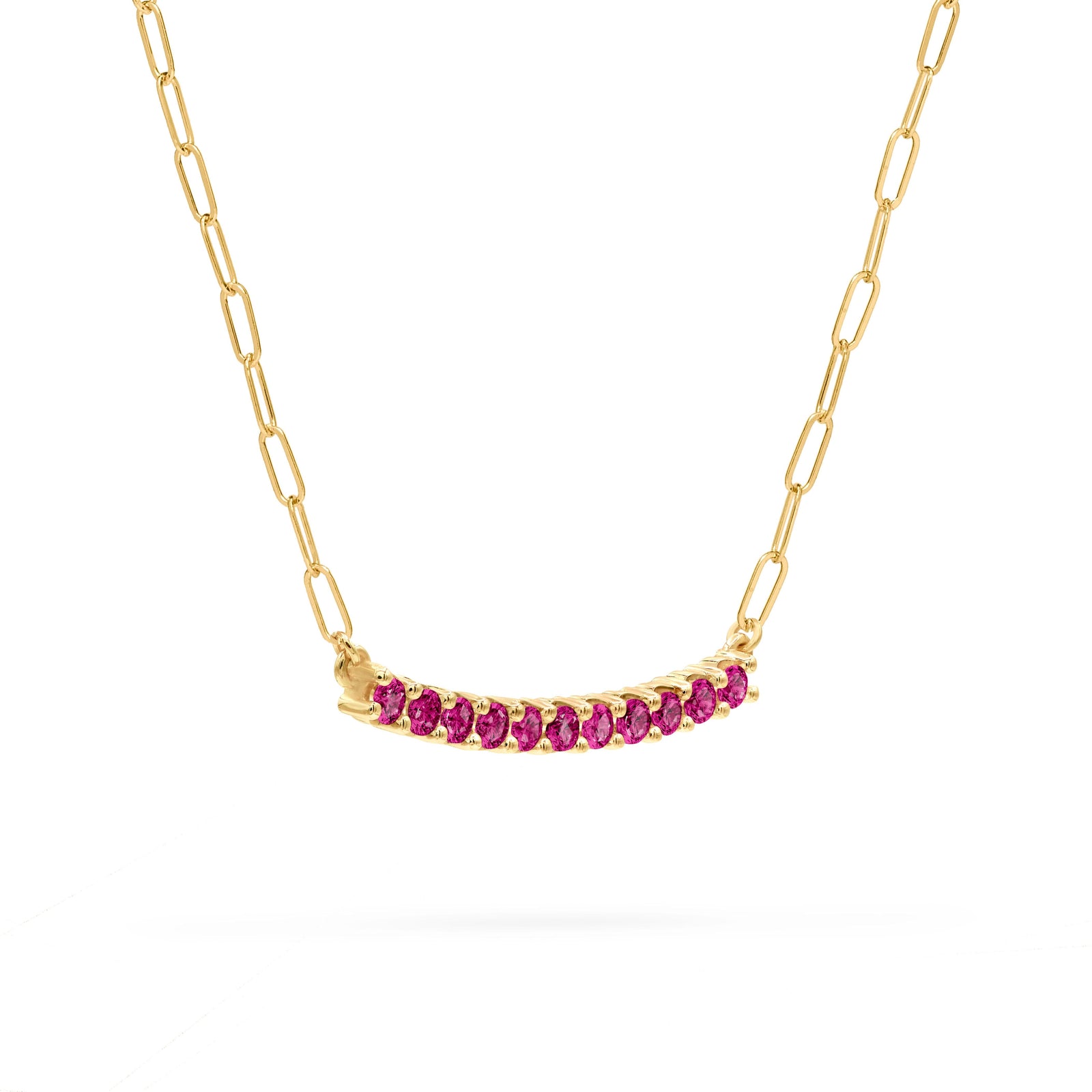 Rosecliff Ruby Bar Adelaide Mini Necklace in 14k Gold (July)