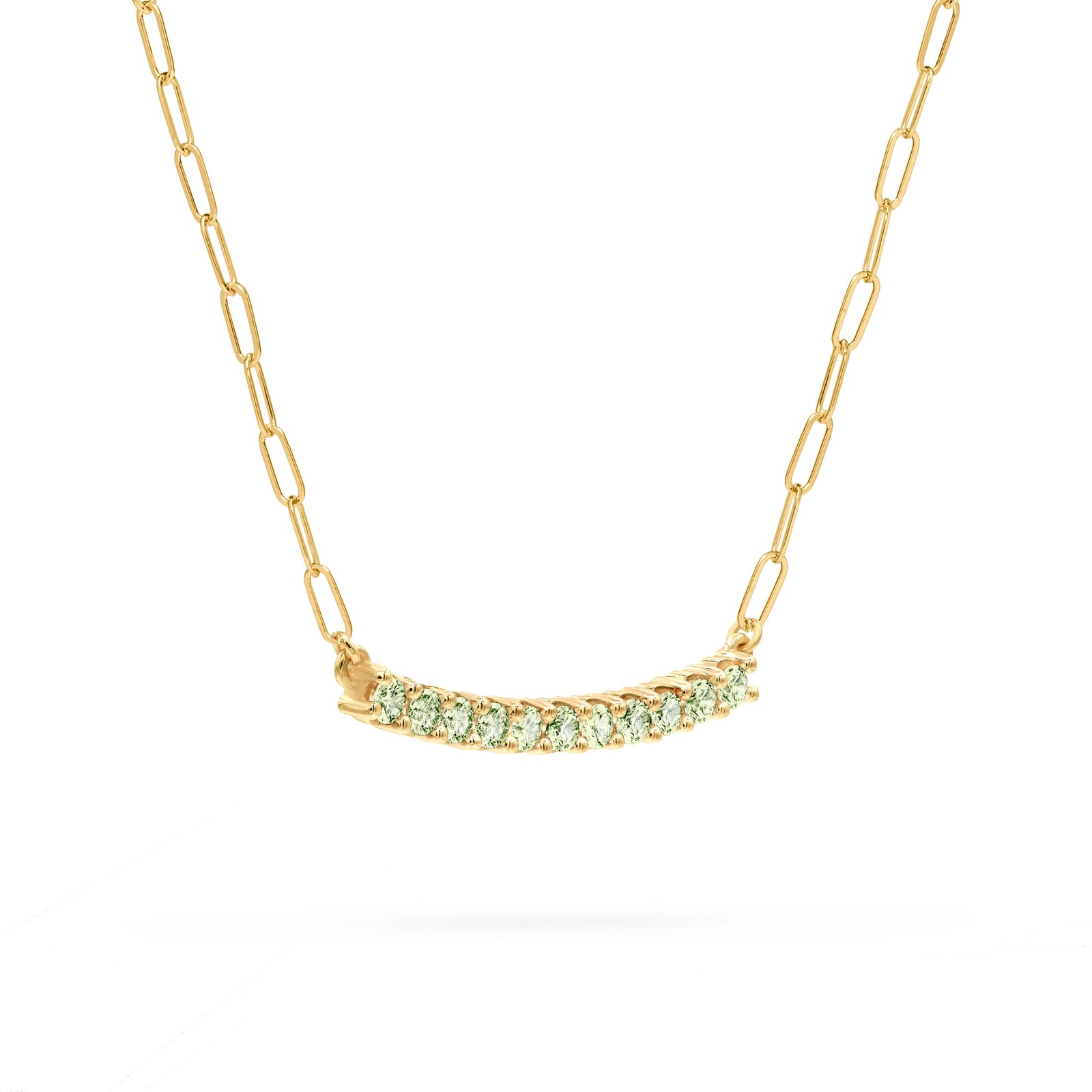 Rosecliff Peridot Bar Adelaide Mini Necklace in 14k Gold (August)