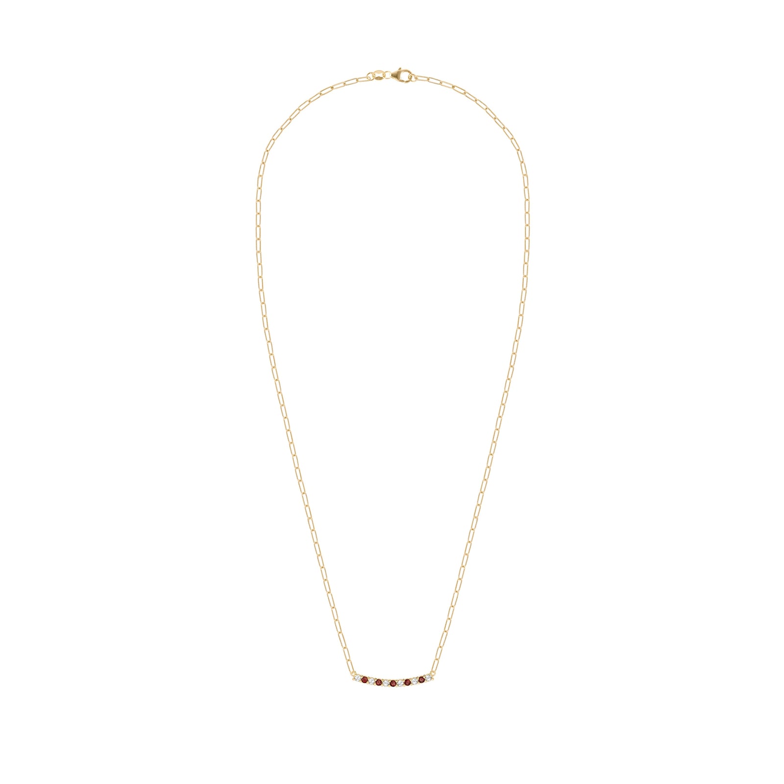 Rosecliff Diamond & Garnet Bar Adelaide Mini Necklace in 14k Gold (January)