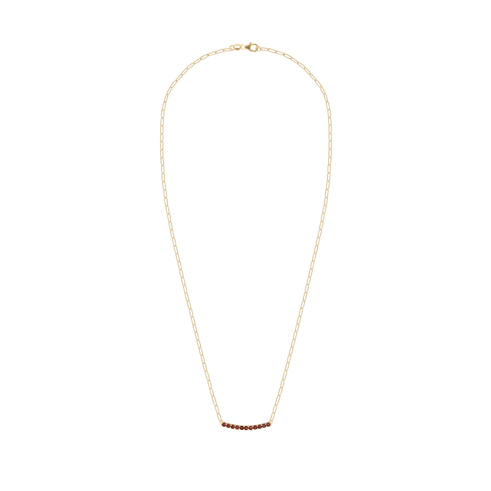 Rosecliff Garnet Bar Adelaide Mini Necklace in 14k Gold (January)