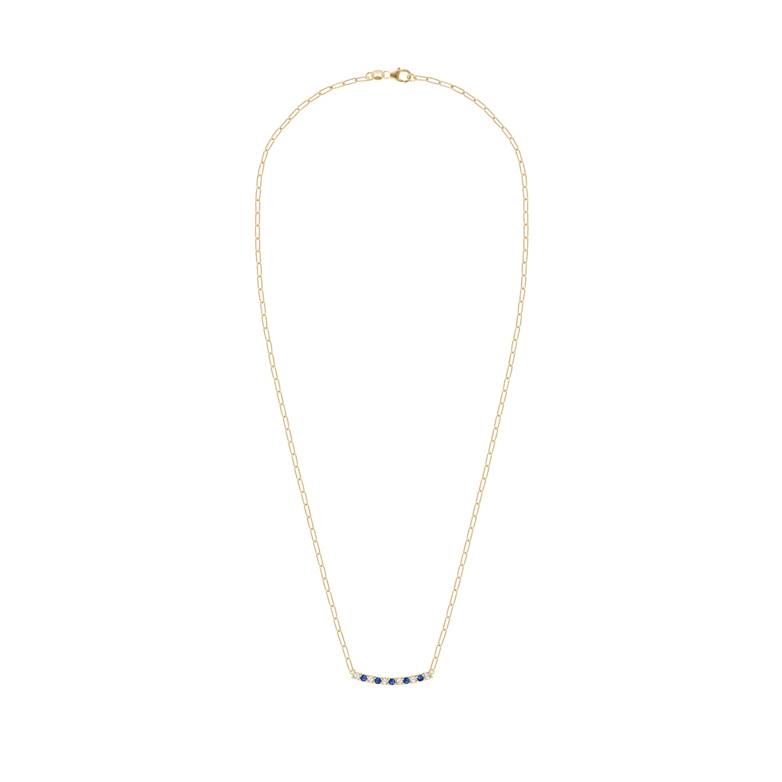Rosecliff Diamond & Sapphire Bar Adelaide Mini Necklace in 14k Gold (September)