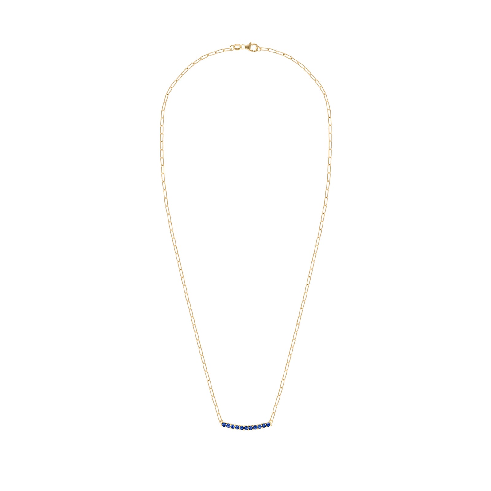 Rosecliff Sapphire Bar Adelaide Mini Necklace in 14k Gold (September)