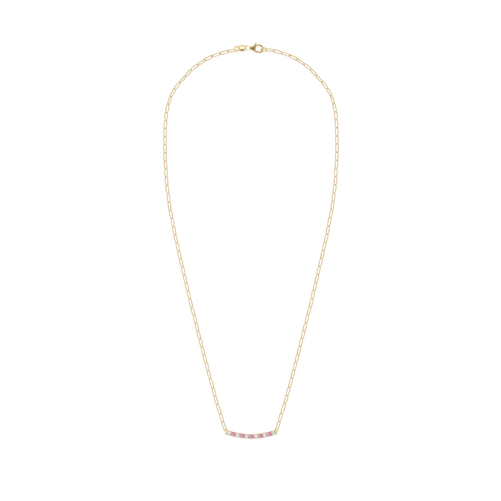Rosecliff Diamond & Pink Sapphire Bar Adelaide Mini Necklace in 14k Gold (October)