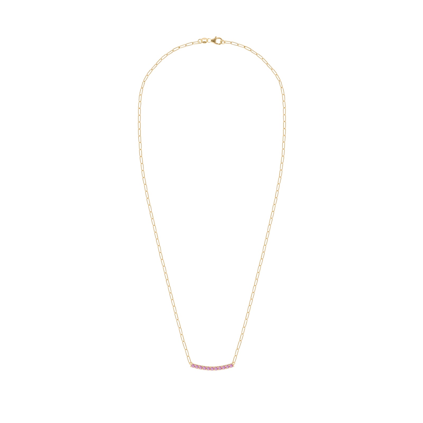 Rosecliff Pink Sapphire Bar Adelaide Mini Necklace in 14k Gold (October)