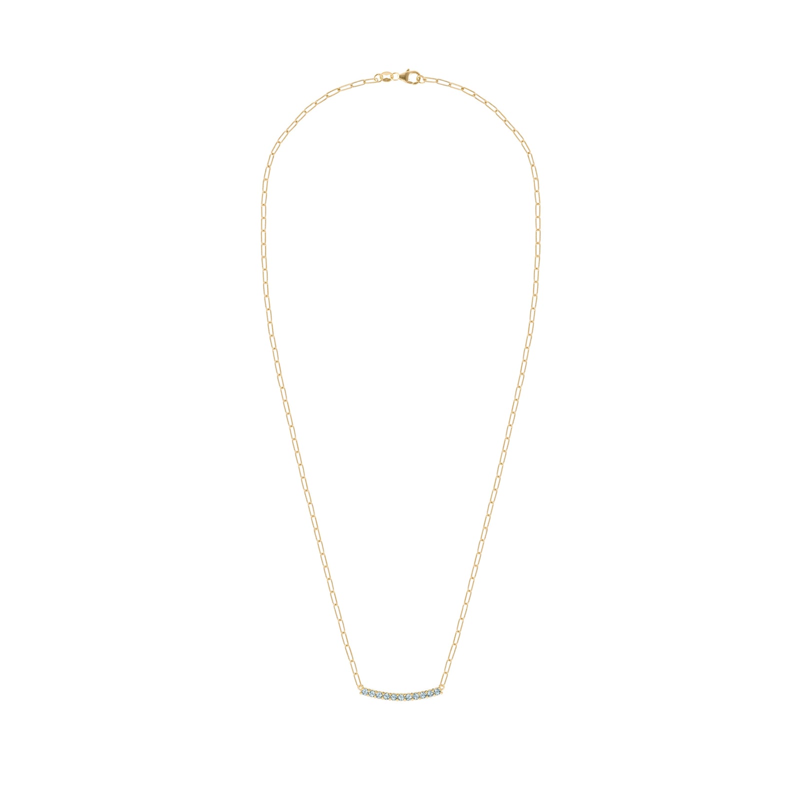 Rosecliff Nantucket Blue Topaz Bar Adelaide Mini Necklace in 14k Gold (December)