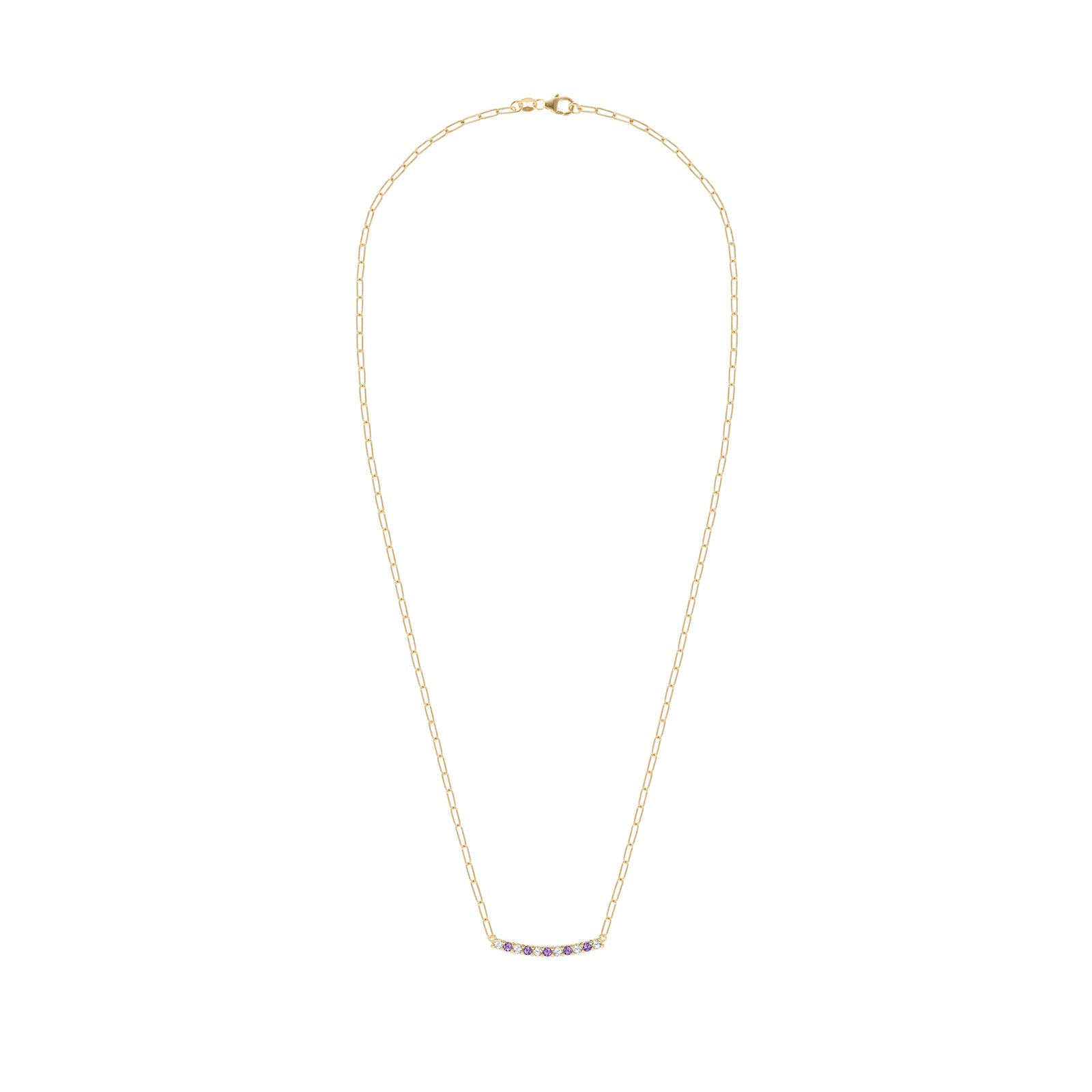 Rosecliff Diamond & Amethyst Bar Adelaide Mini Necklace in 14k Gold (February)