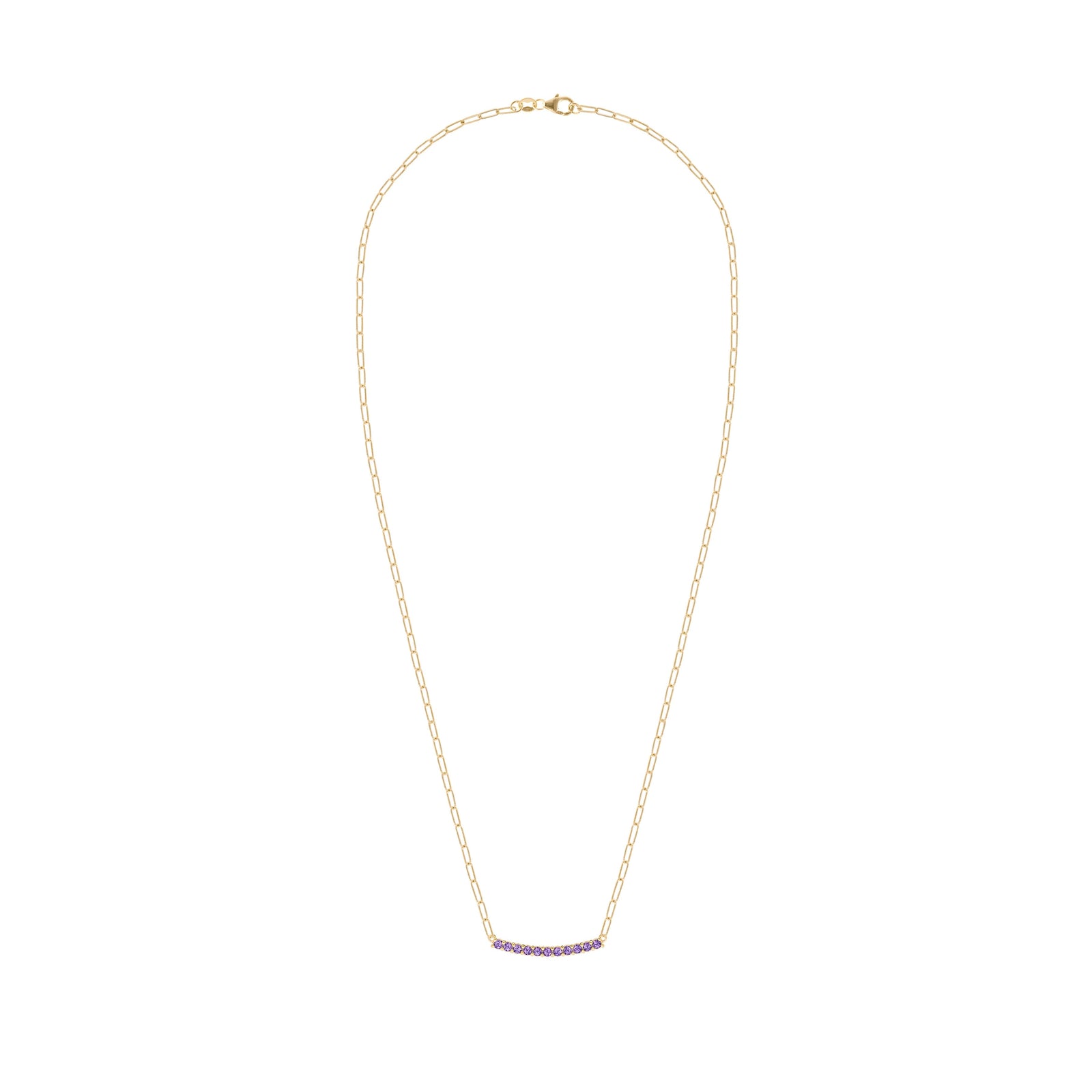 Rosecliff Amethyst Bar Adelaide Mini Necklace in 14k Gold (February)