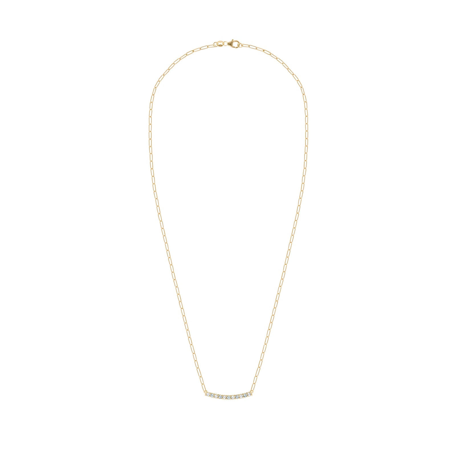 Rosecliff Diamond & Aquamarine Bar Adelaide Mini Necklace in 14k Gold (March)