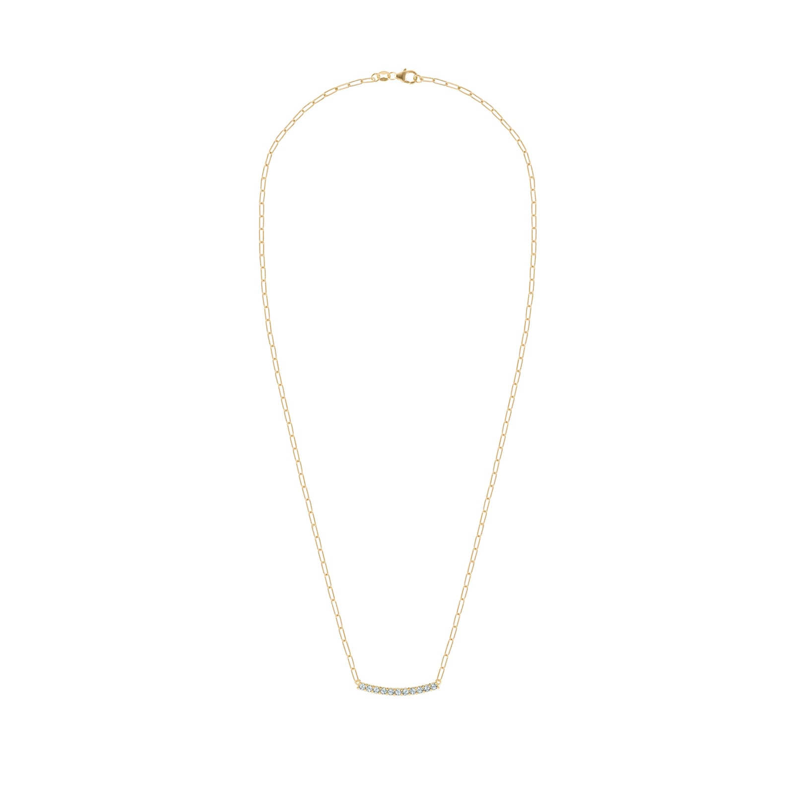 Rosecliff Aquamarine Bar Adelaide Mini Necklace in 14k Gold (March)