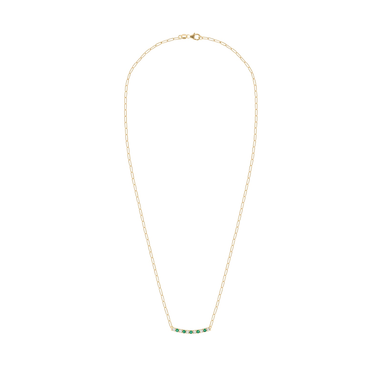 Rosecliff Diamond & Emerald Bar Adelaide Mini Necklace in 14k Gold (May)