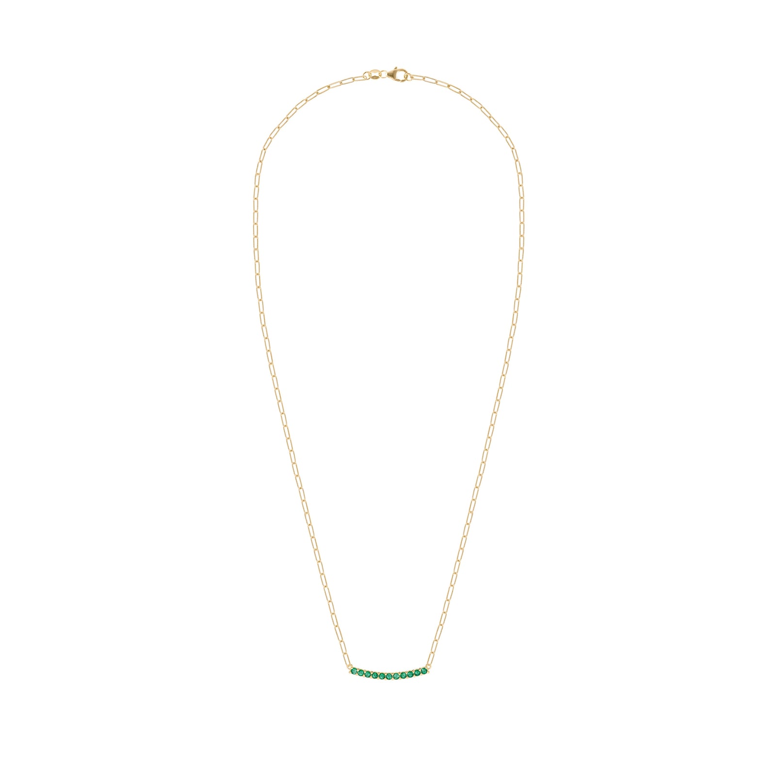 Rosecliff Emerald Bar Adelaide Mini Necklace in 14k Gold (May)