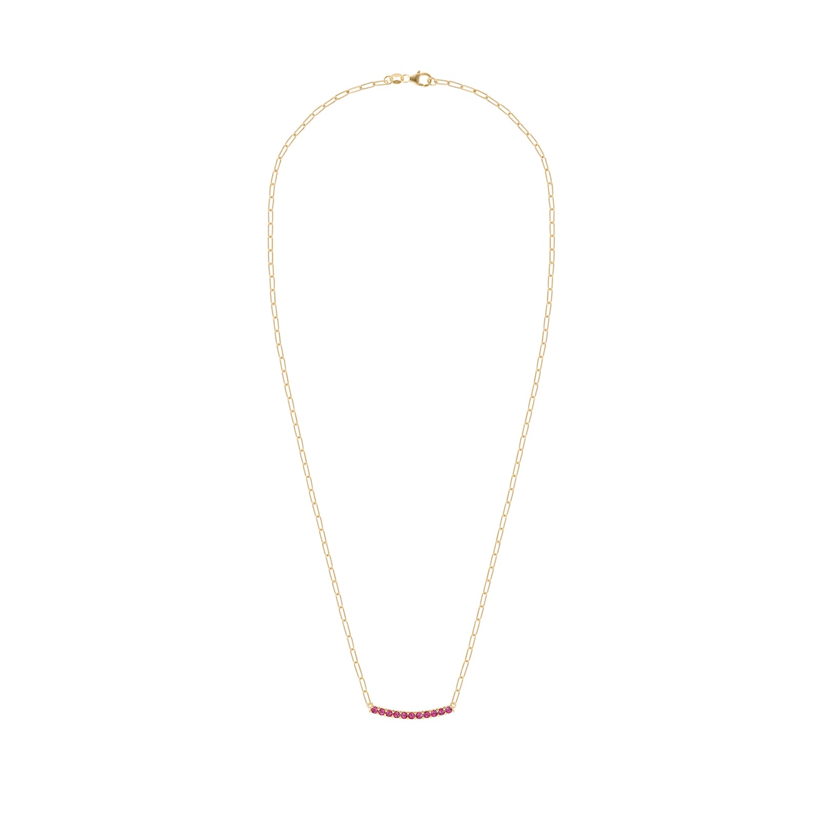 Rosecliff Ruby Bar Adelaide Mini Necklace in 14k Gold (July)