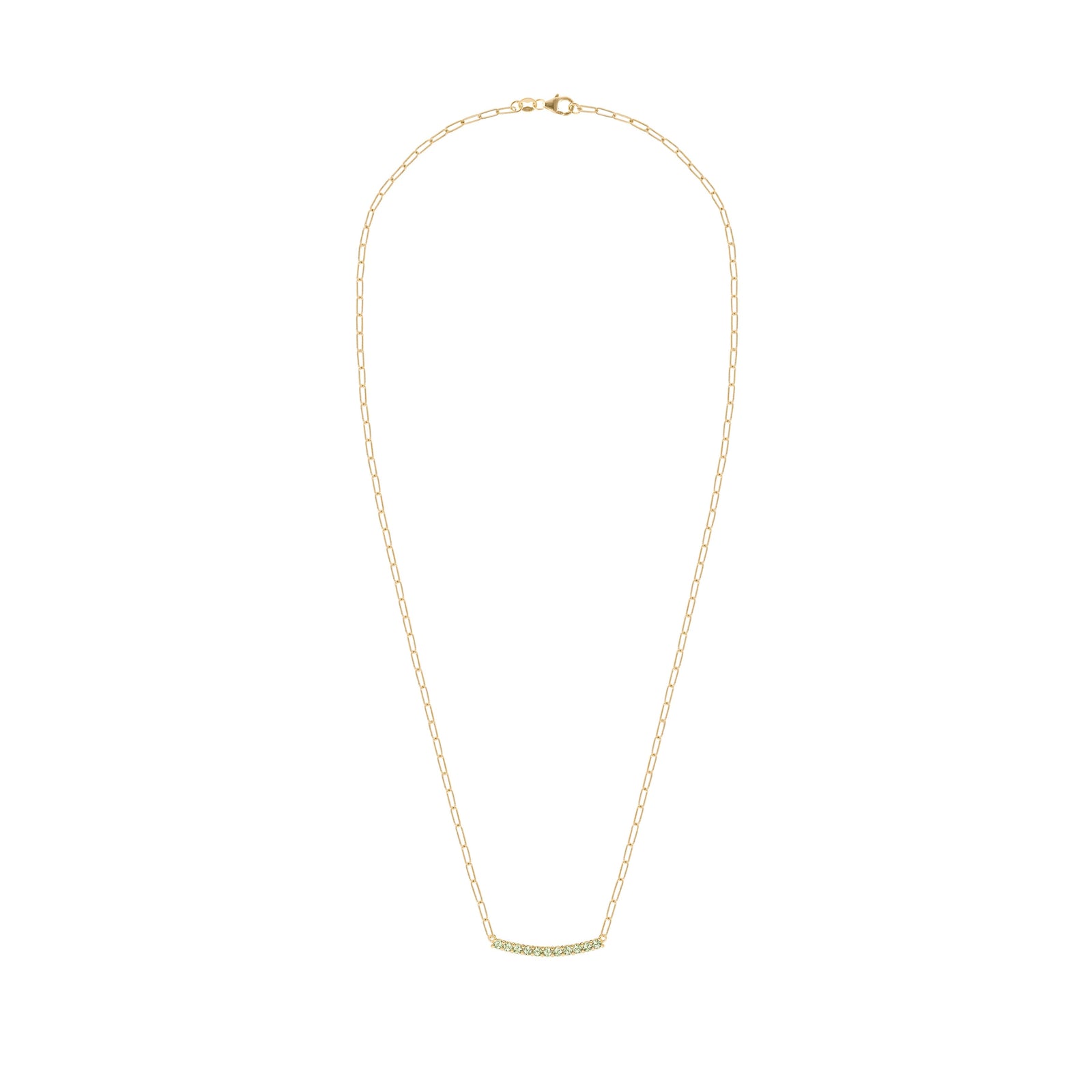 Rosecliff Peridot Bar Adelaide Mini Necklace in 14k Gold (August)
