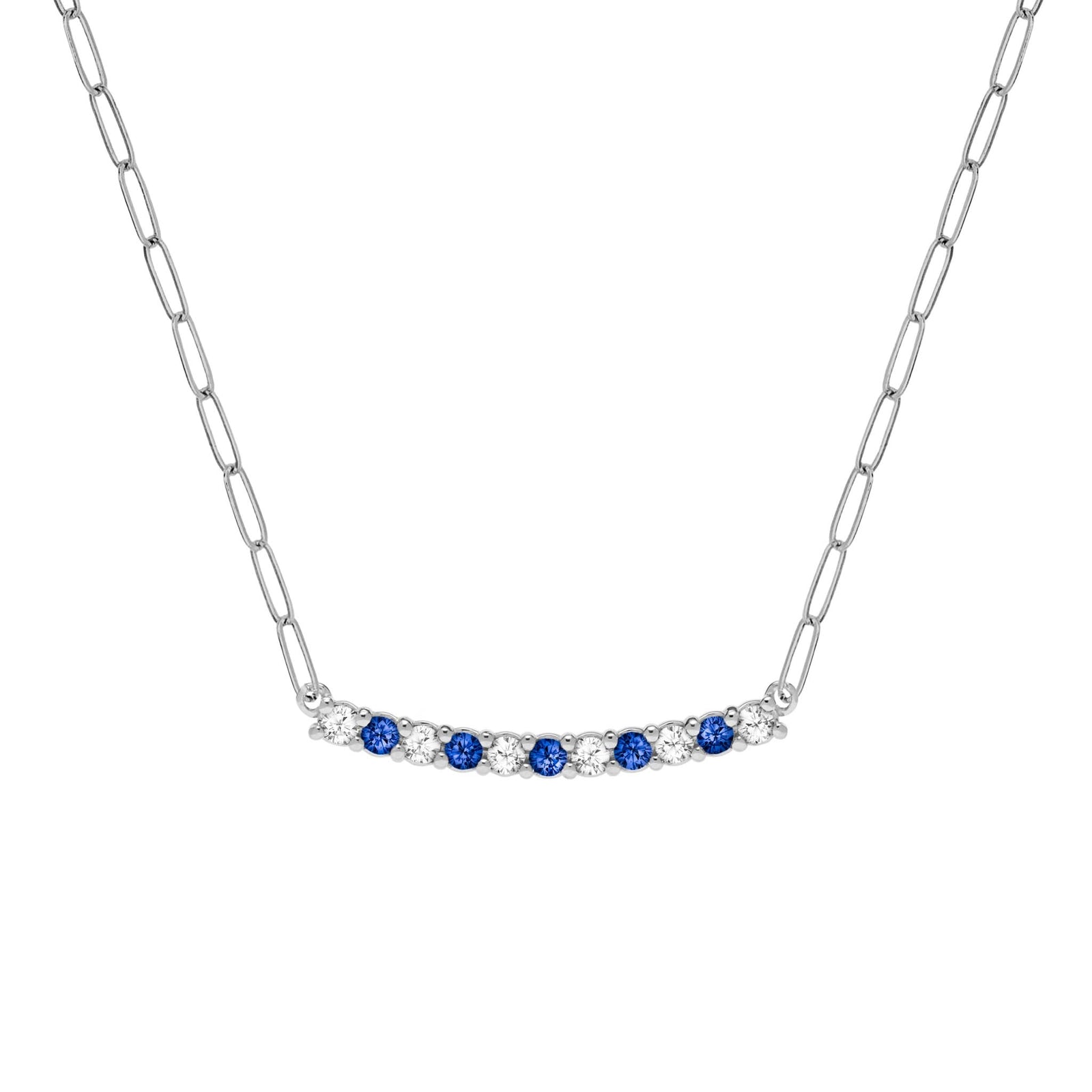 Rosecliff Diamond & Sapphire Bar Adelaide Mini Necklace in 14k Gold (September)