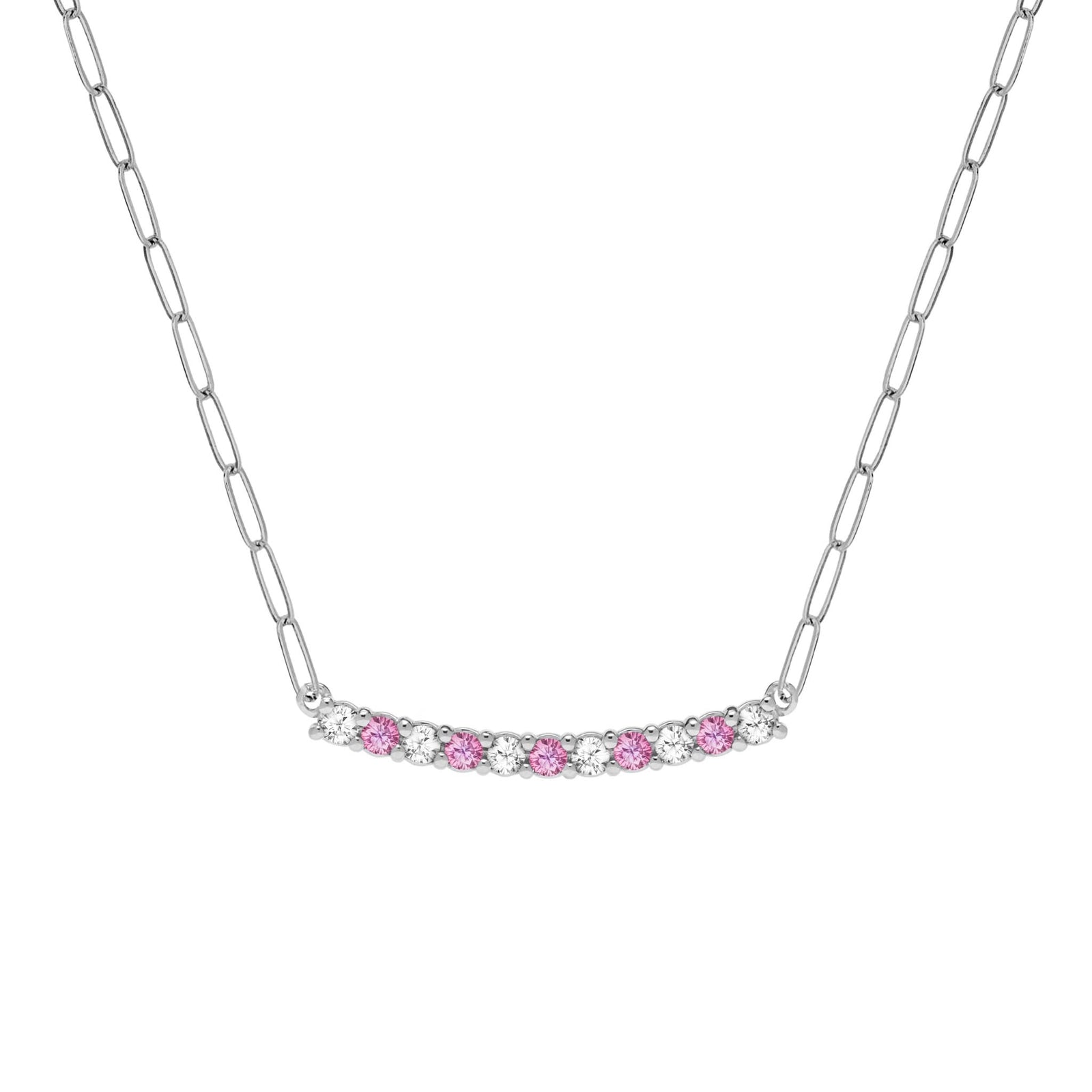 Rosecliff Diamond & Pink Sapphire Bar Adelaide Mini Necklace in 14k Gold (October)